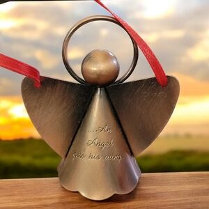 Bronze Metal Angel Ornament with Quote "An Angel Get His Wings"